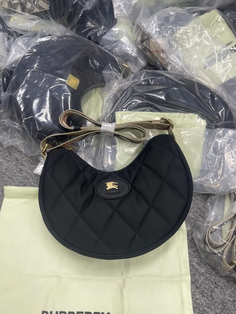 Burberry Black Quilted Crescent Crossbody Bag