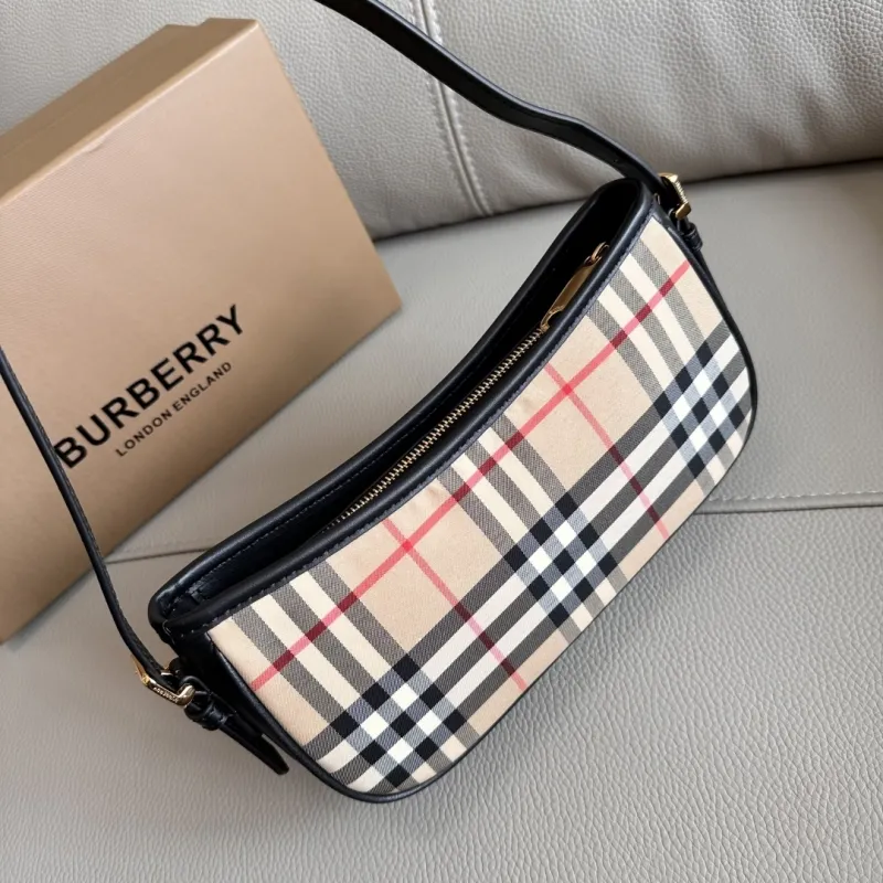 Burberry Vintage Check Shoulder Bag 104 Beige Black - Image 4