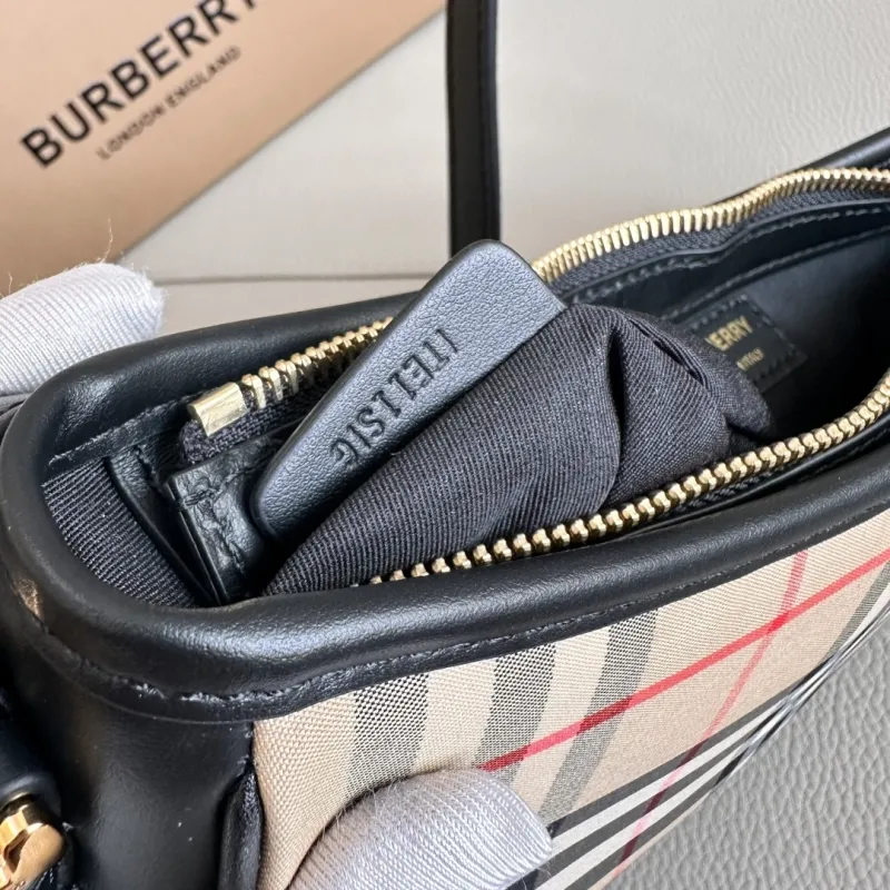 Burberry Vintage Check Shoulder Bag 104 Beige Black - Image 8