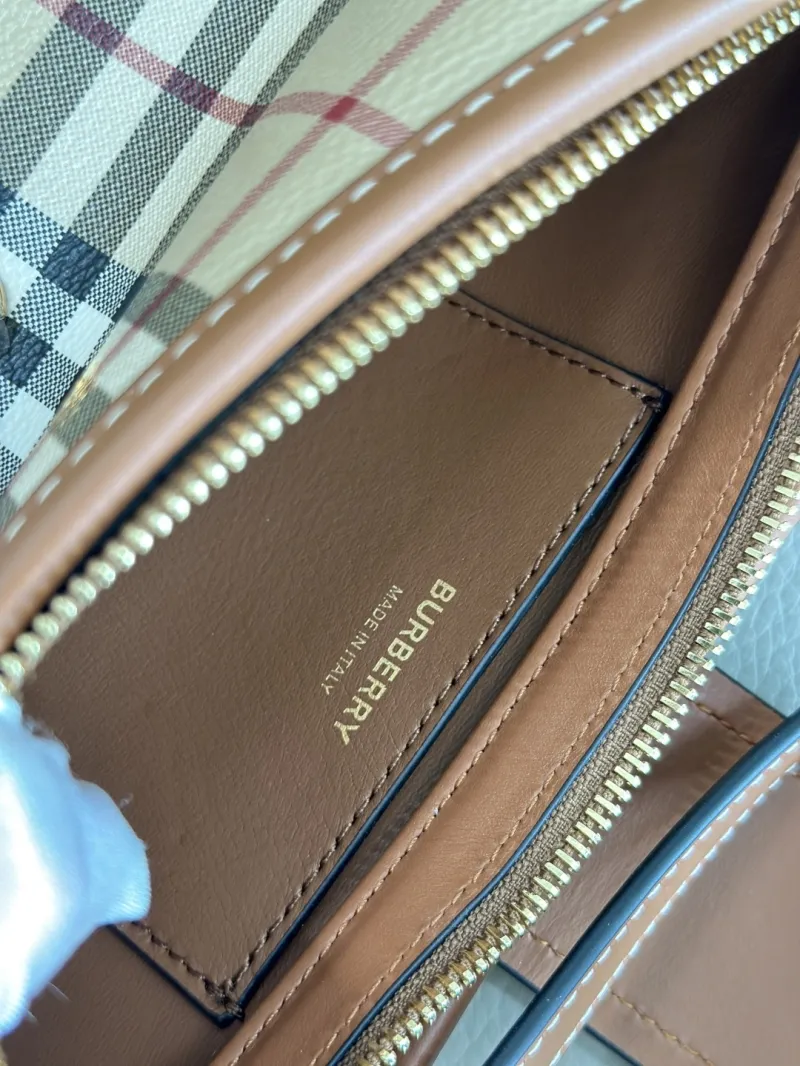 Burberry Vintage Check Shoulder Bag Brown Leather Trim - Image 6