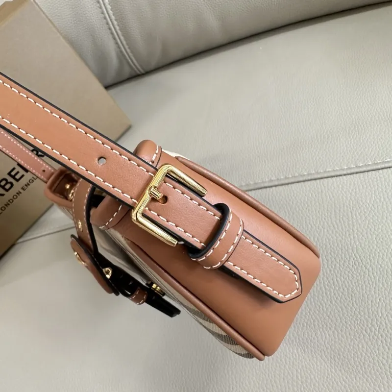 Burberry Vintage Check Shoulder Bag Brown Leather Trim - Image 8