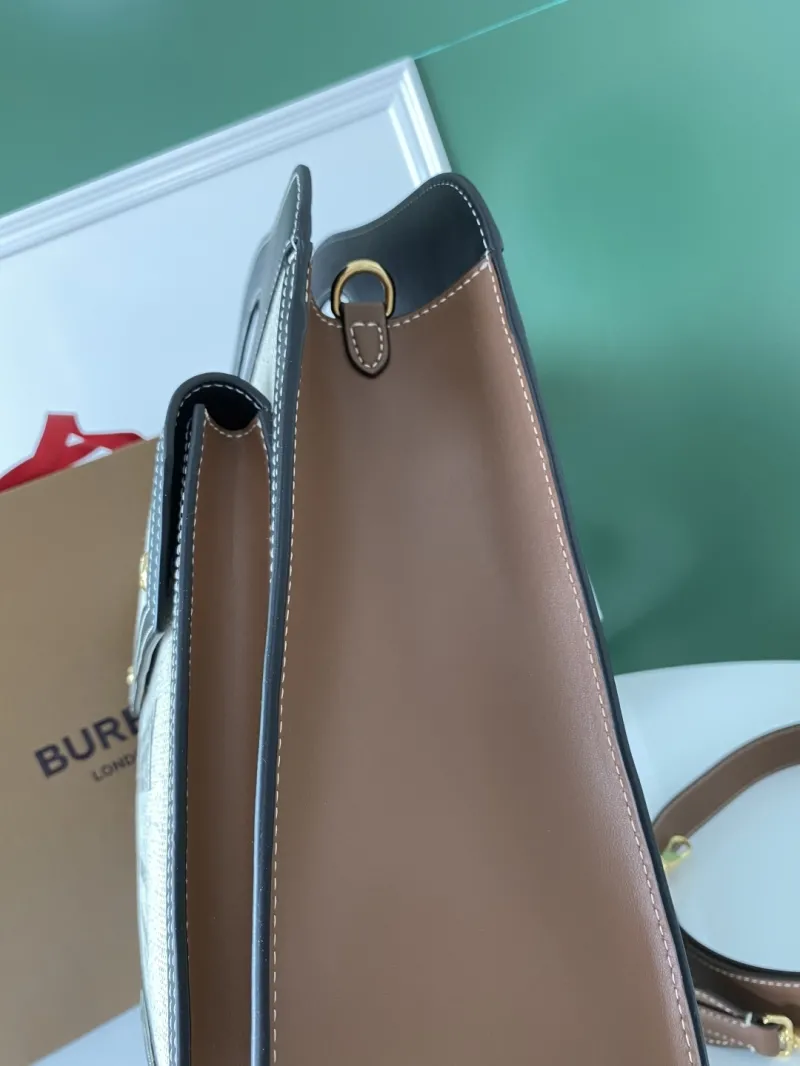 Burberry Beige Black Canvas Top Handle Bag - Image 6