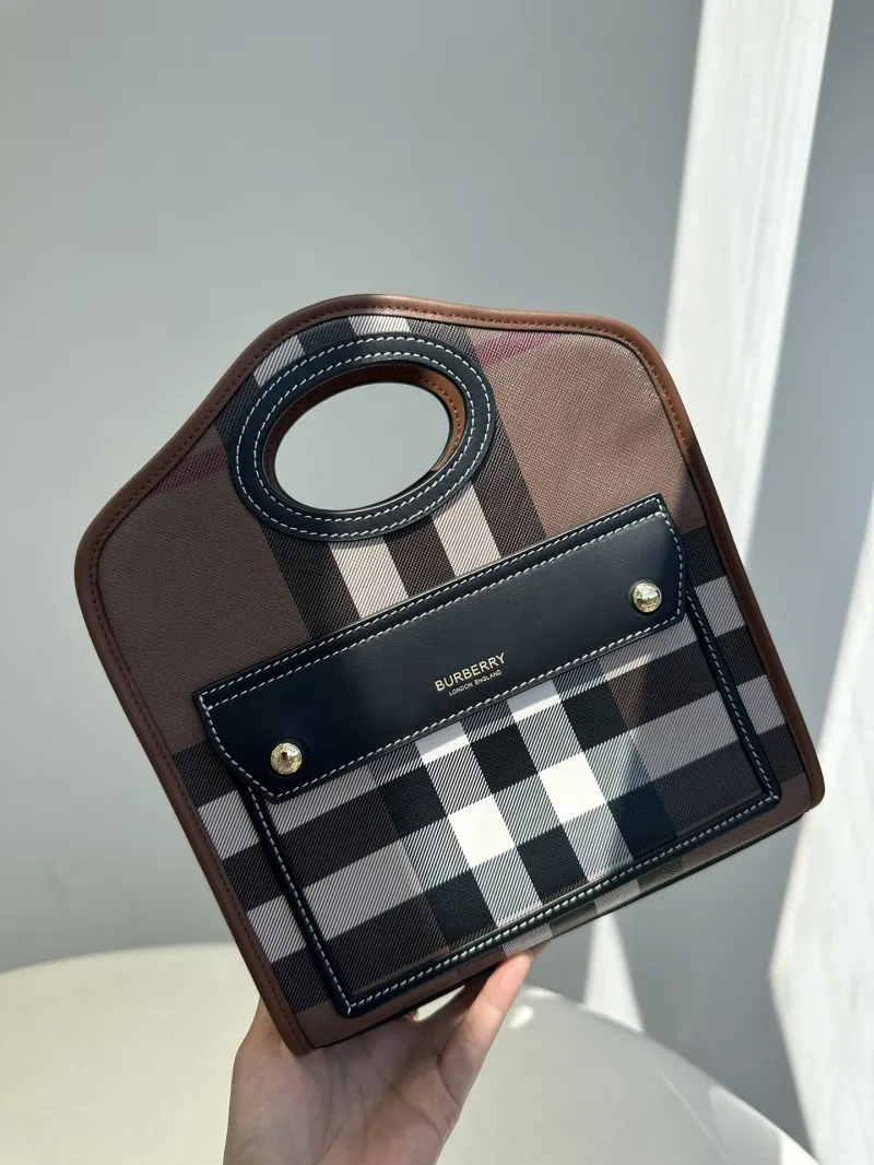 Burberry Brown Check Top Handle Crossbody Bag - Image 4