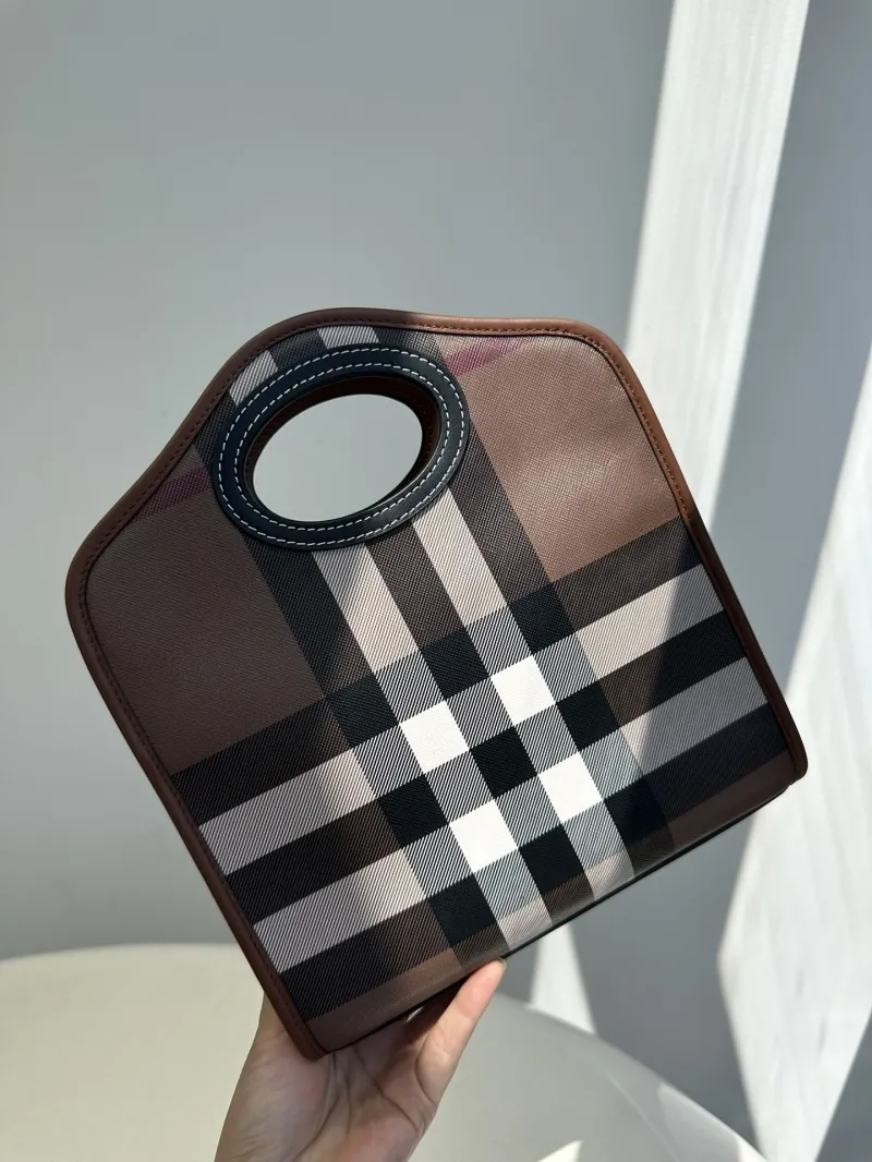 Burberry Brown Check Top Handle Crossbody Bag - Image 5