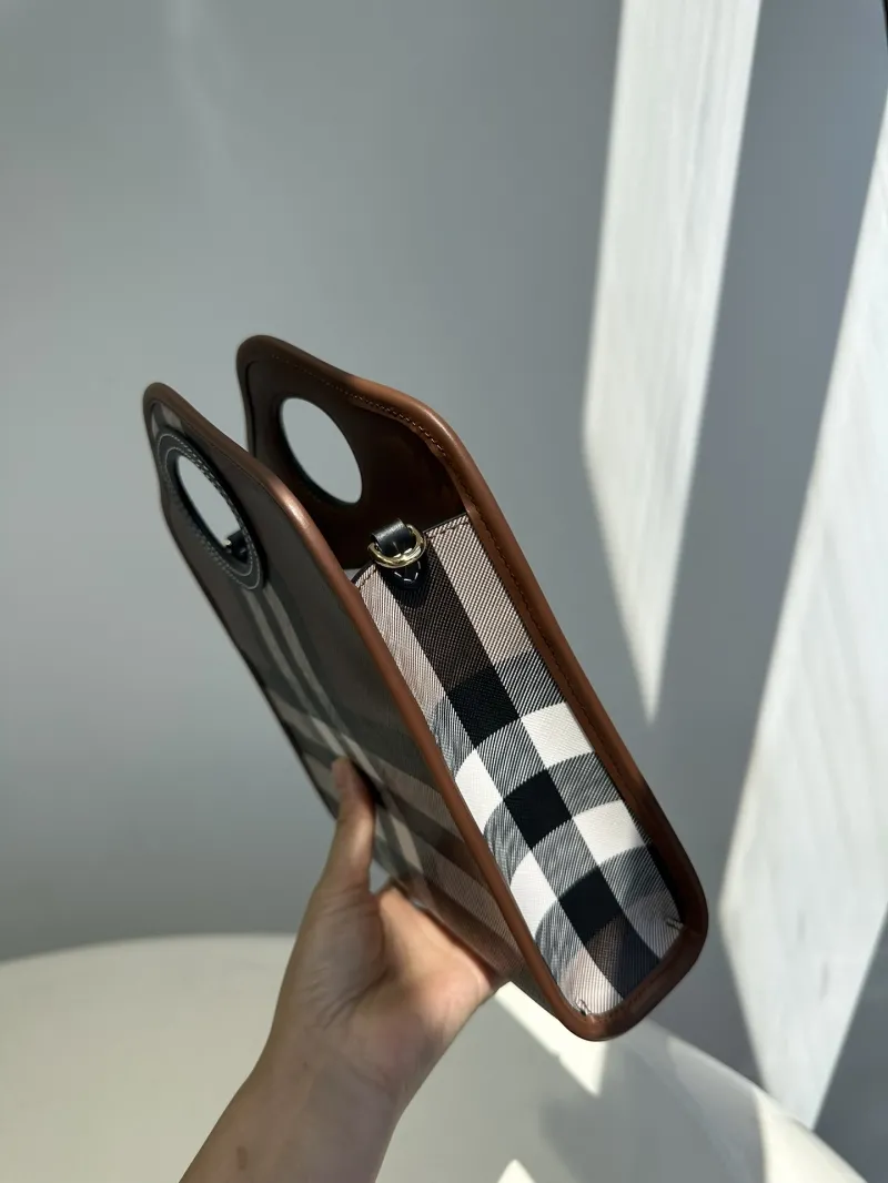 Burberry Brown Check Top Handle Crossbody Bag - Image 6