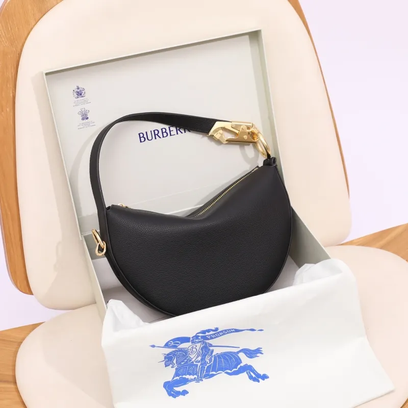 Burberry Black Leather Hobo Shoulder Bag