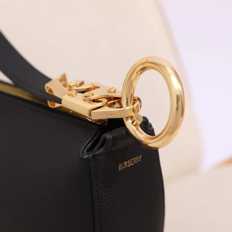 Burberry Black Leather Hobo Shoulder Bag - Image 6