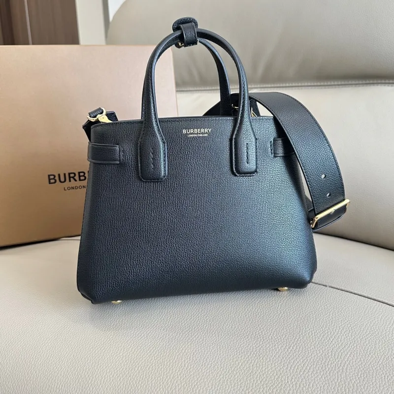 Burberry Black Leather Top Handle Bag