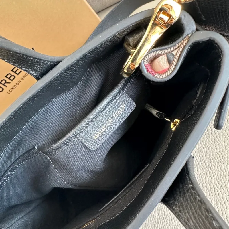 Burberry Black Leather Top Handle Bag - Image 8