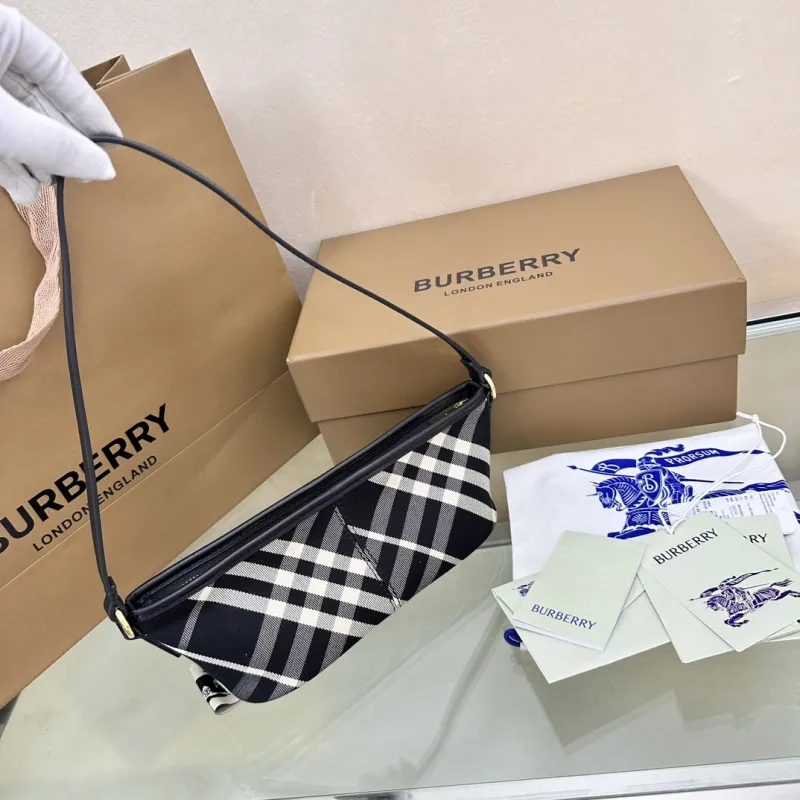 Burberry Black White Check Shoulder Bag