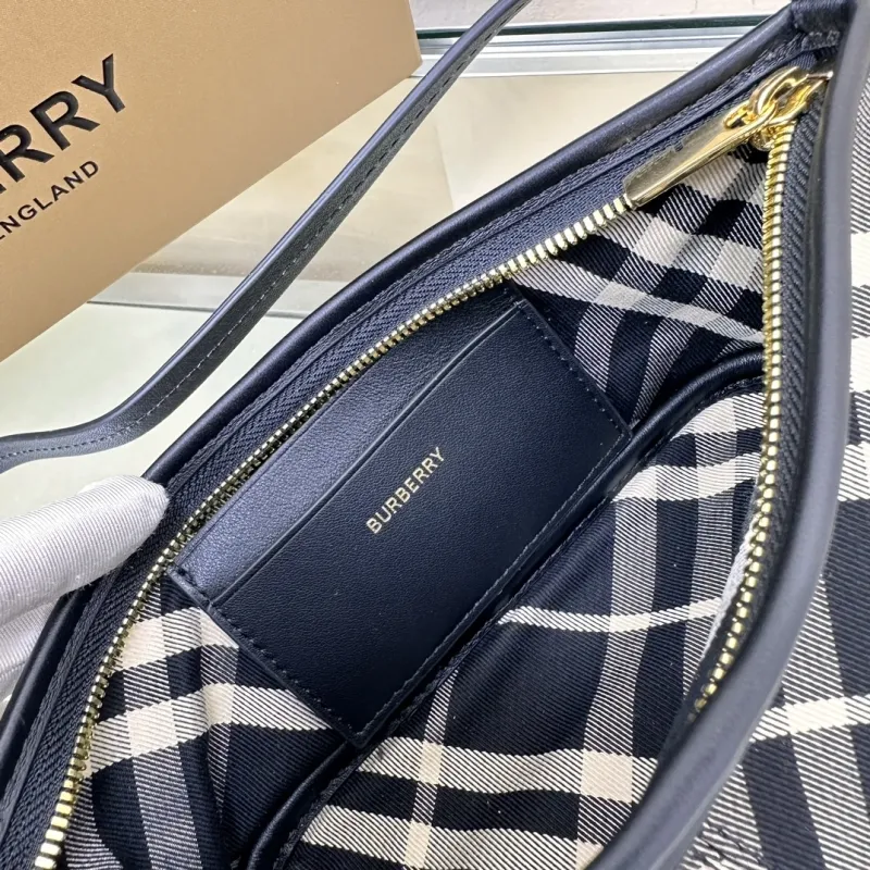 Burberry Black White Check Shoulder Bag - Image 9