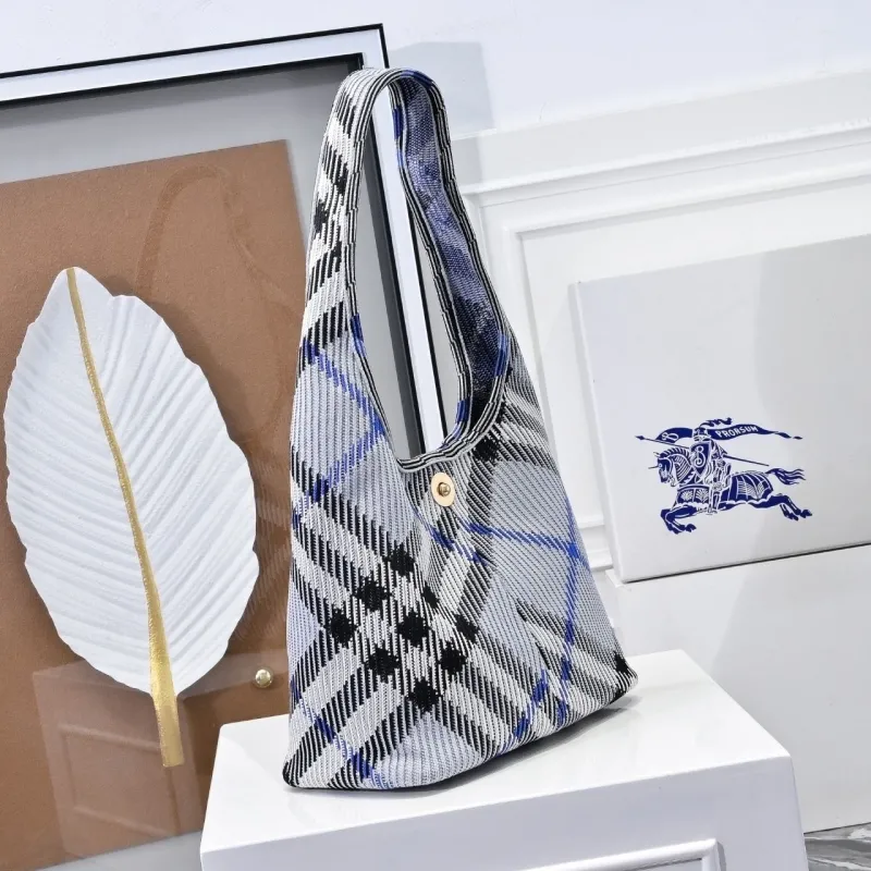 Alternative view of Burberry Blue Black Check Hobo Bag 131