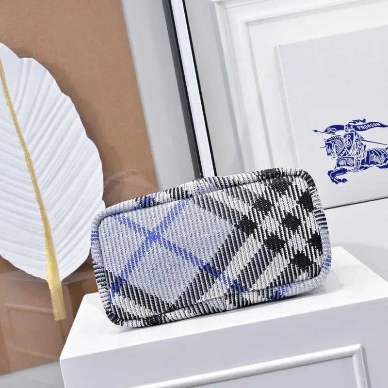 Burberry Blue Black Check Hobo Bag 131 - Image 4