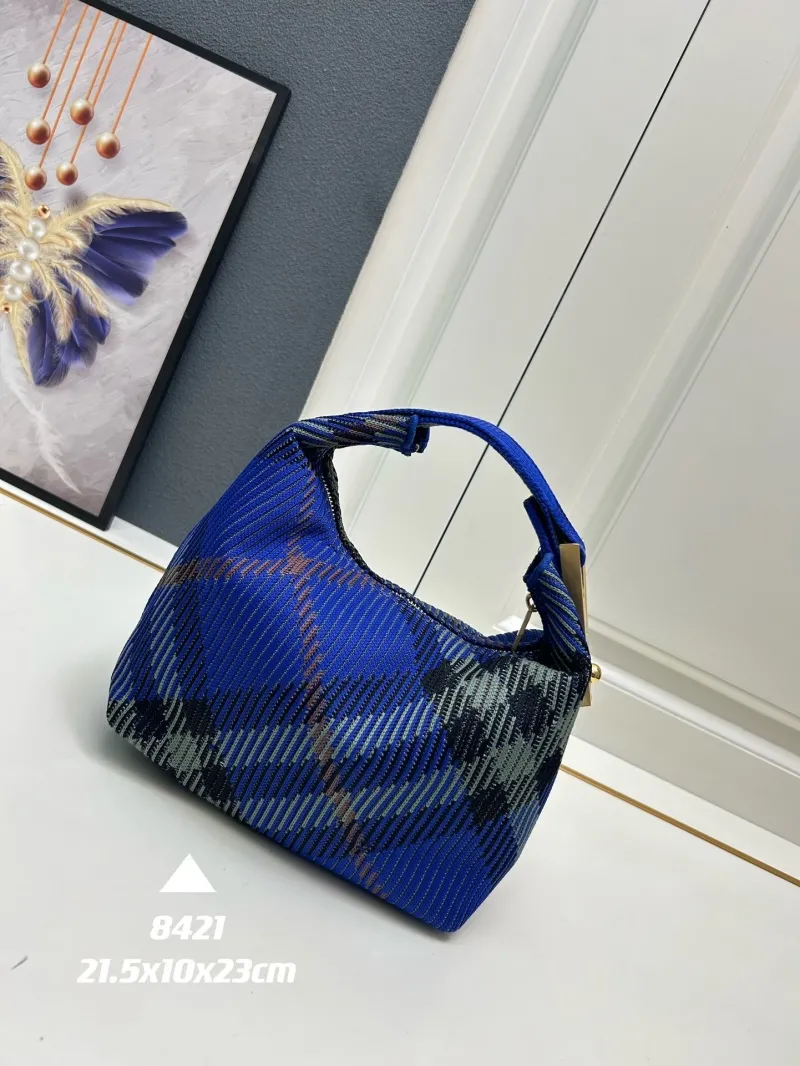Alternative view of Burberry Blue Check Top Handle Hobo Bag 8421