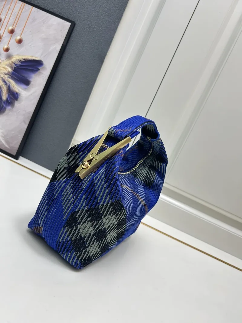 Burberry Blue Check Top Handle Hobo Bag 8421 - Image 3