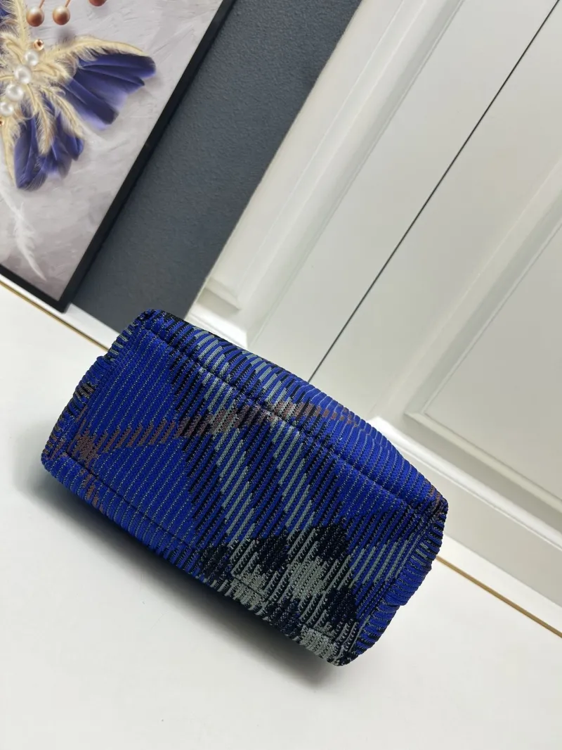 Burberry Blue Check Top Handle Hobo Bag 8421 - Image 7