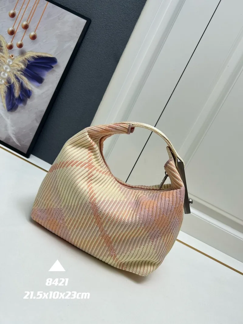 Burberry 8421 Pastel Woven Top Handle Hobo Bag - Image 3