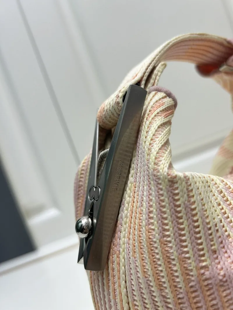 Burberry 8421 Pastel Woven Top Handle Hobo Bag - Image 6