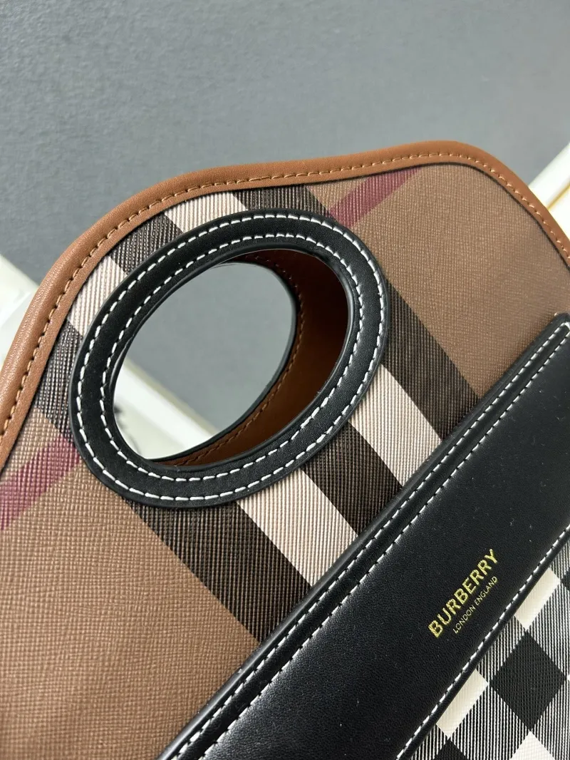 Burberry Brown Check Top Handle Crossbody Bag 8320 - Image 7