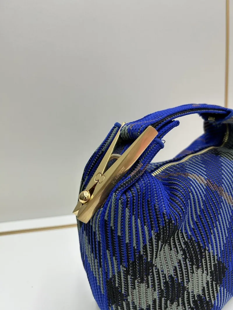 Burberry Blue Plaid Top Handle Bag 8421 - Image 4