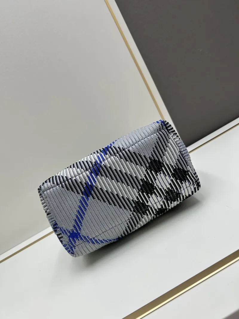 Burberry Gray Blue Check Top Handle Bag 8421 - Image 5