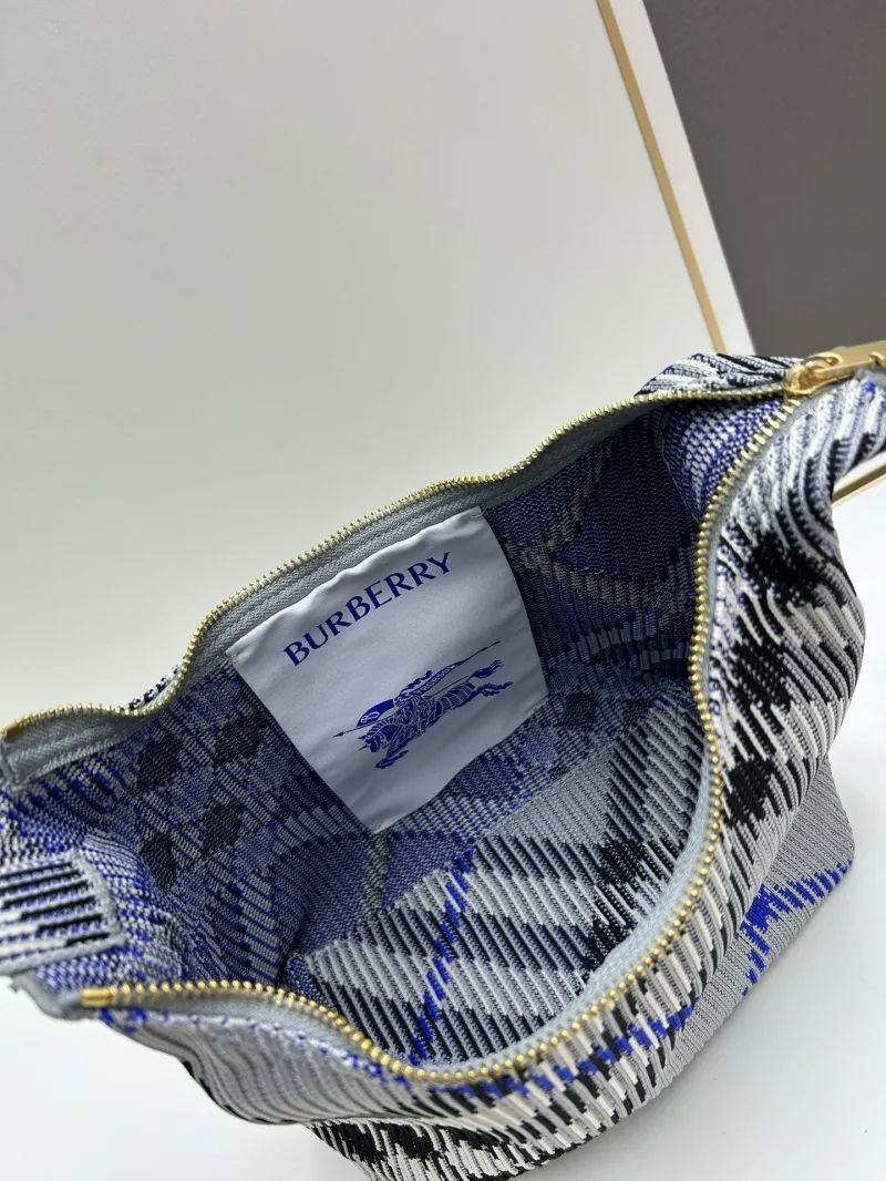 Burberry Gray Blue Check Top Handle Bag 8421 - Image 7