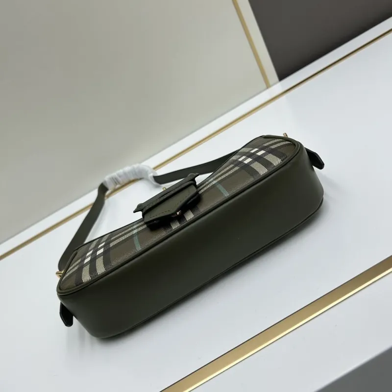 Burberry Olive Plaid Shoulder Bag 153 - Image 5