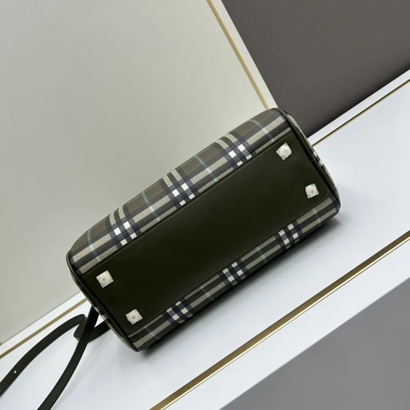 Burberry Olive Check Top Handle Bag 156 - Image 5