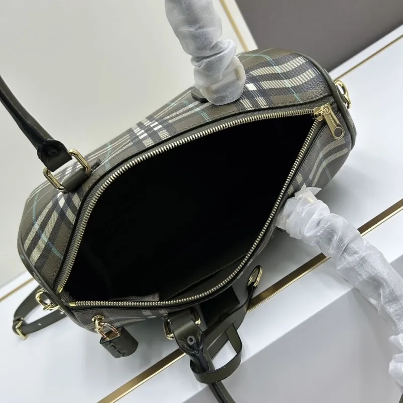 Burberry Olive Check Top Handle Bag 156 - Image 7