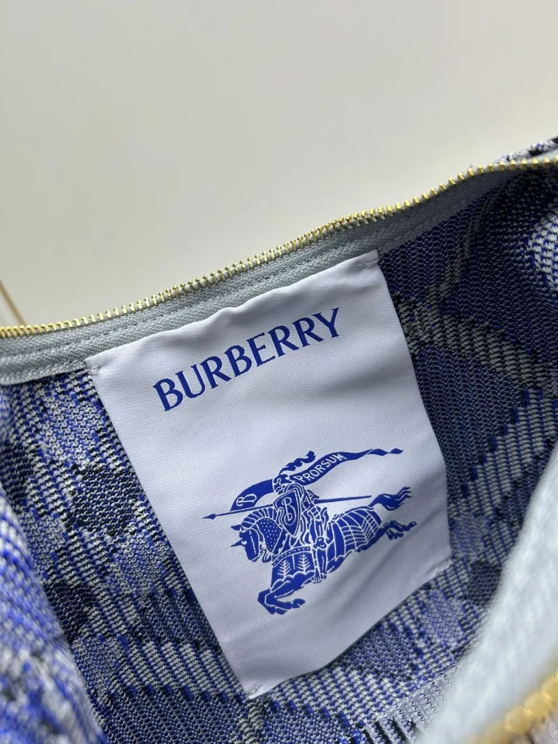 Burberry Gray Blue Check Top Handle Bag 8421 - Image 8