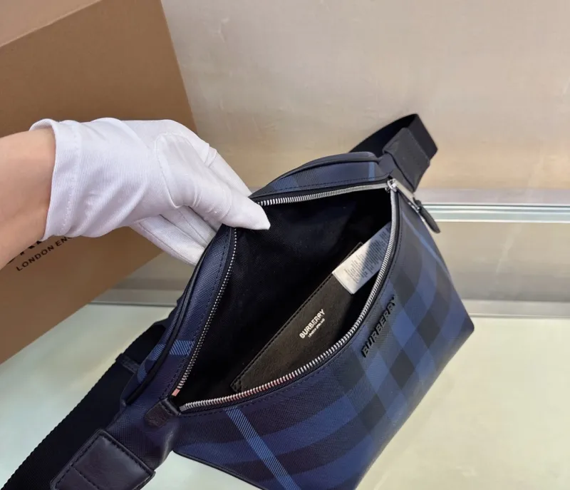 Burberry Blue Check Waist Bag - Image 8