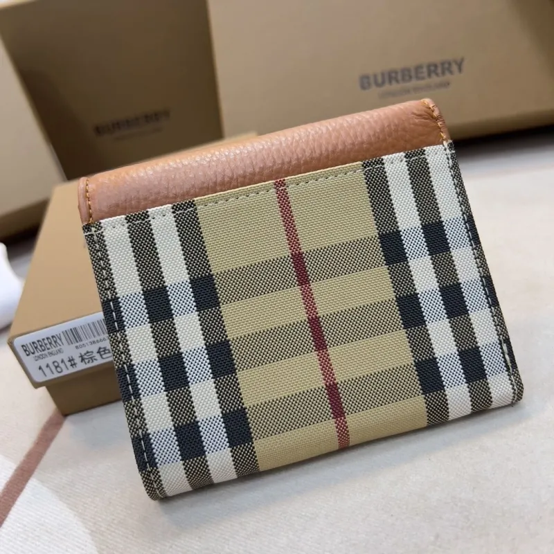 Burberry Brown Check Pattern Trifold Wallet 1181 - Image 3