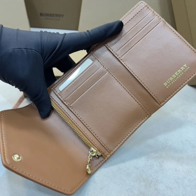 Burberry Brown Check Pattern Trifold Wallet 1181 - Image 4
