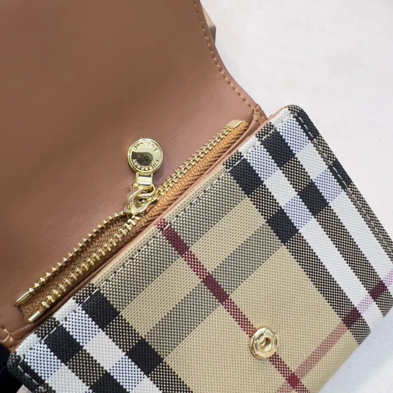 Burberry Brown Check Pattern Trifold Wallet 1181 - Image 8