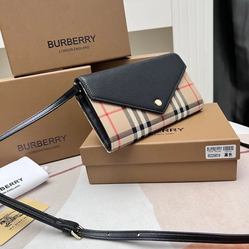 Alternative view of Burberry 80225601 Black Check Crossbody Wallet