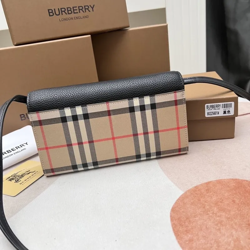 Burberry 80225601 Black Check Crossbody Wallet - Image 3