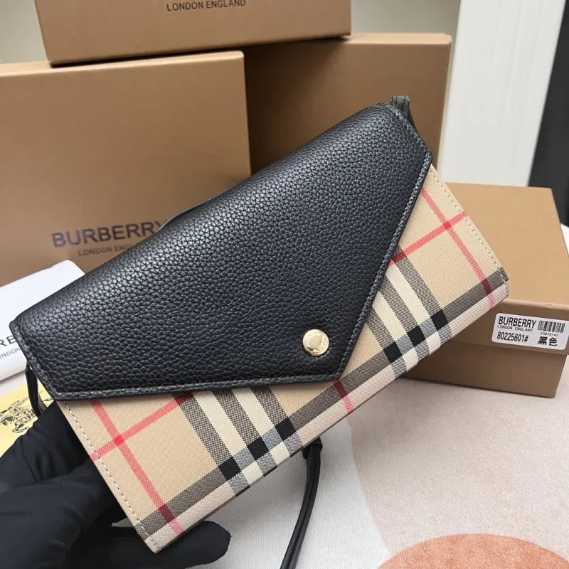 Burberry 80225601 Black Check Crossbody Wallet - Image 4