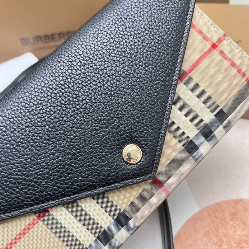 Burberry 80225601 Black Check Crossbody Wallet - Image 5
