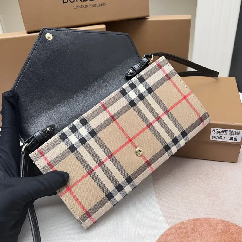 Burberry 80225601 Black Check Crossbody Wallet - Image 6