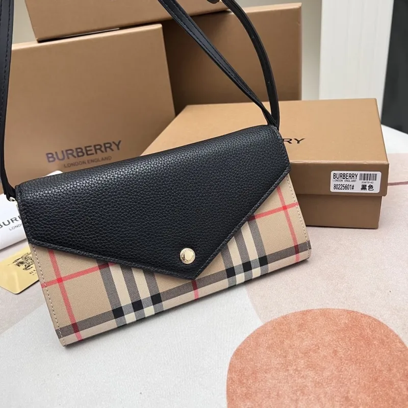 Burberry 80225601 Black Check Crossbody Wallet - Image 9