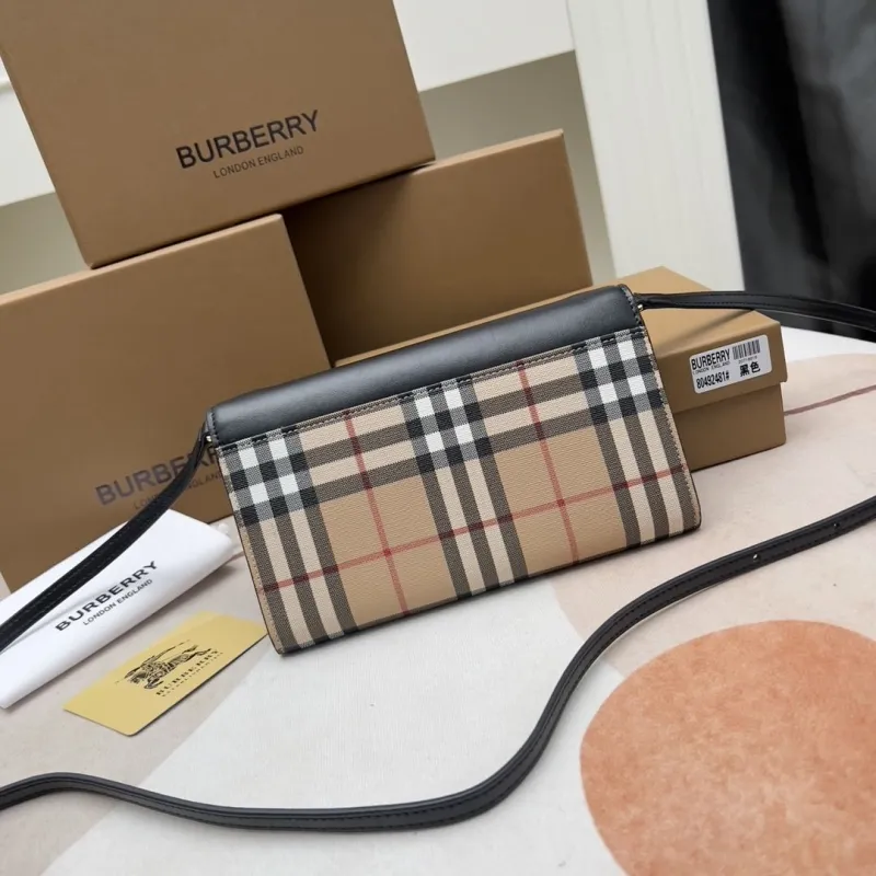 Burberry Black Check Crossbody Wallet Bag - Image 3