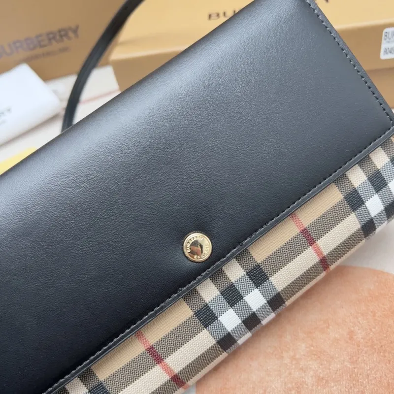 Burberry Black Check Crossbody Wallet Bag - Image 5