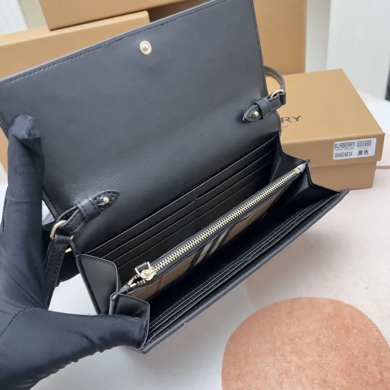 Burberry Black Check Crossbody Wallet Bag - Image 7