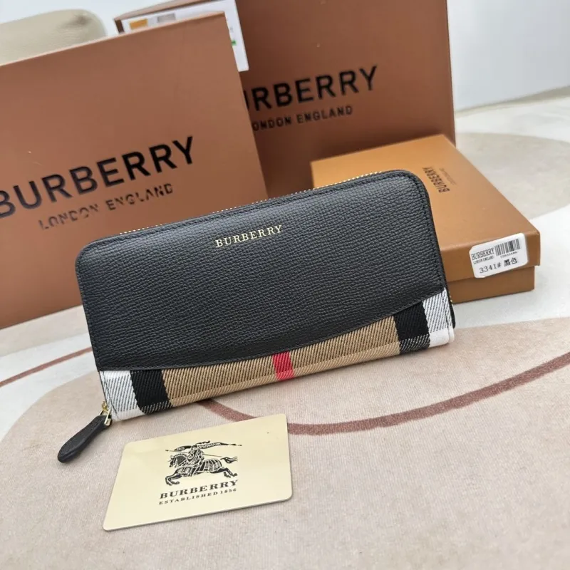 Burberry Black Zip Around Long Wallet