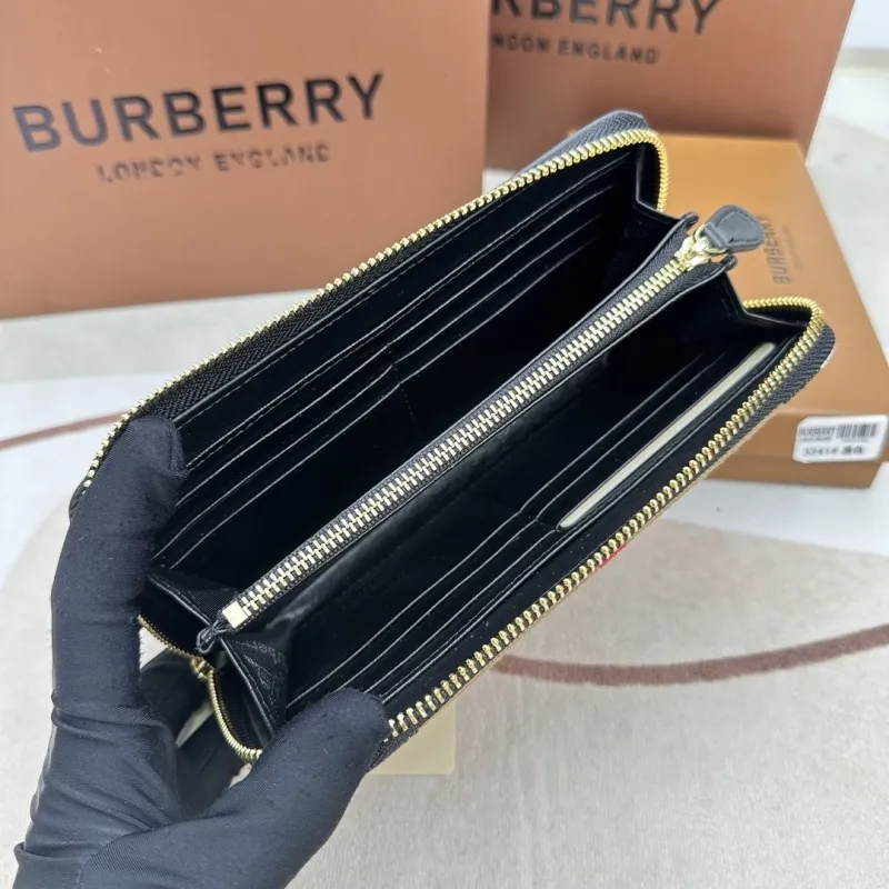 Burberry Black Zip Around Long Wallet - Image 8