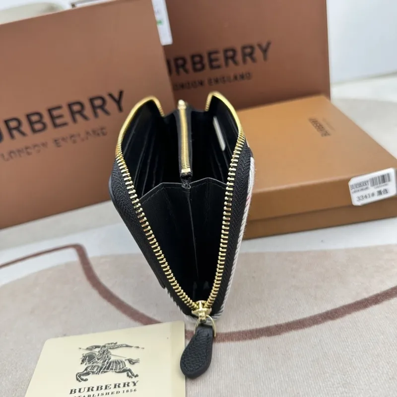 Burberry Black Zip Around Long Wallet - Image 9