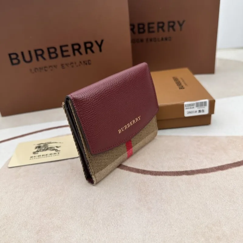 Burberry 2601 Maroon Check Small Wallet - Image 3
