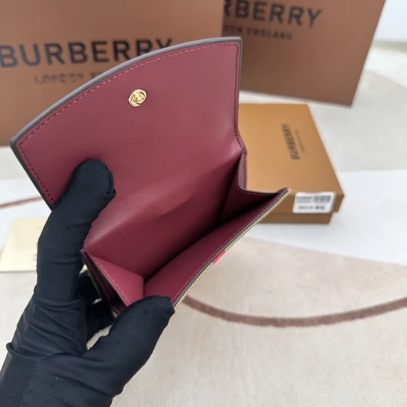 Burberry 2601 Maroon Check Small Wallet - Image 5