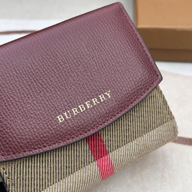 Burberry 2601 Maroon Check Small Wallet - Image 6