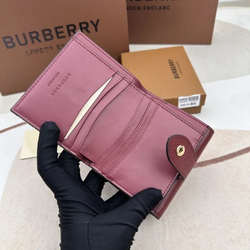 Burberry 2601 Maroon Check Small Wallet - Image 7